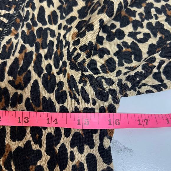 Tory Burch merino wool leopard print v-neck sweater Sz S - Picture 5 of 6